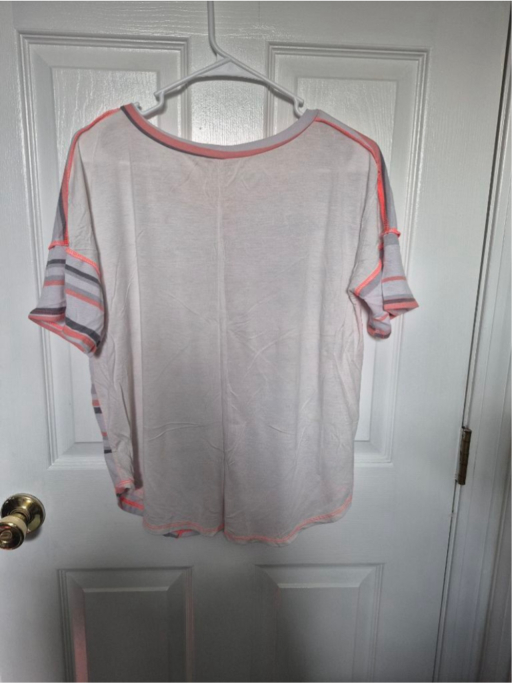 Women's Sew In Love Short Sleeve Tee S White Coral Striped - Picture 2 of 3